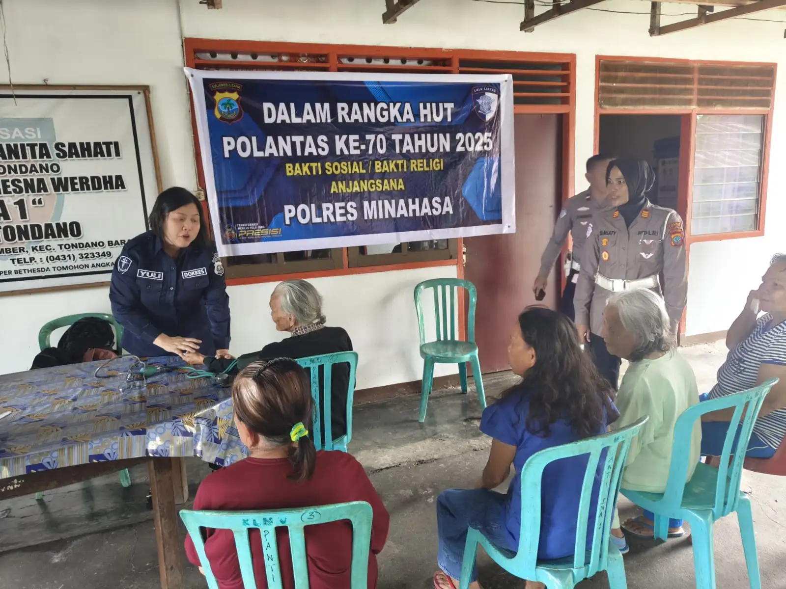 Satuan Lalu Lintas Polres Minahasa Salurkan Bantuan Sosial dan Gelar Bakti Kesehatan di Panti Sosial Tresna Werdha “INA 1” Sahati Tondano dalam Rangka HUT Lantas ke-70